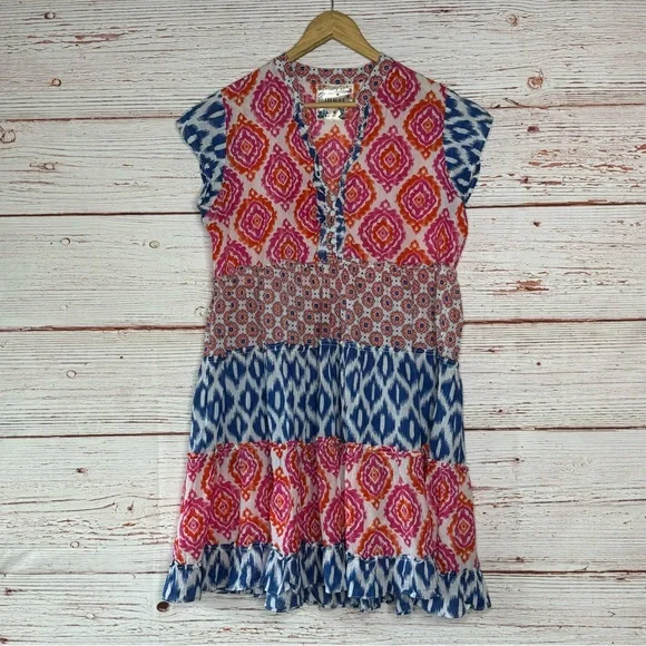 Lula Life Brooklyn Multicolor Tiered Dress Sz M - Picture 7 of 14